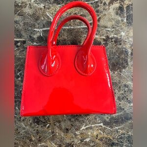 Red Patent Mini Tote Handbag - Women Bags